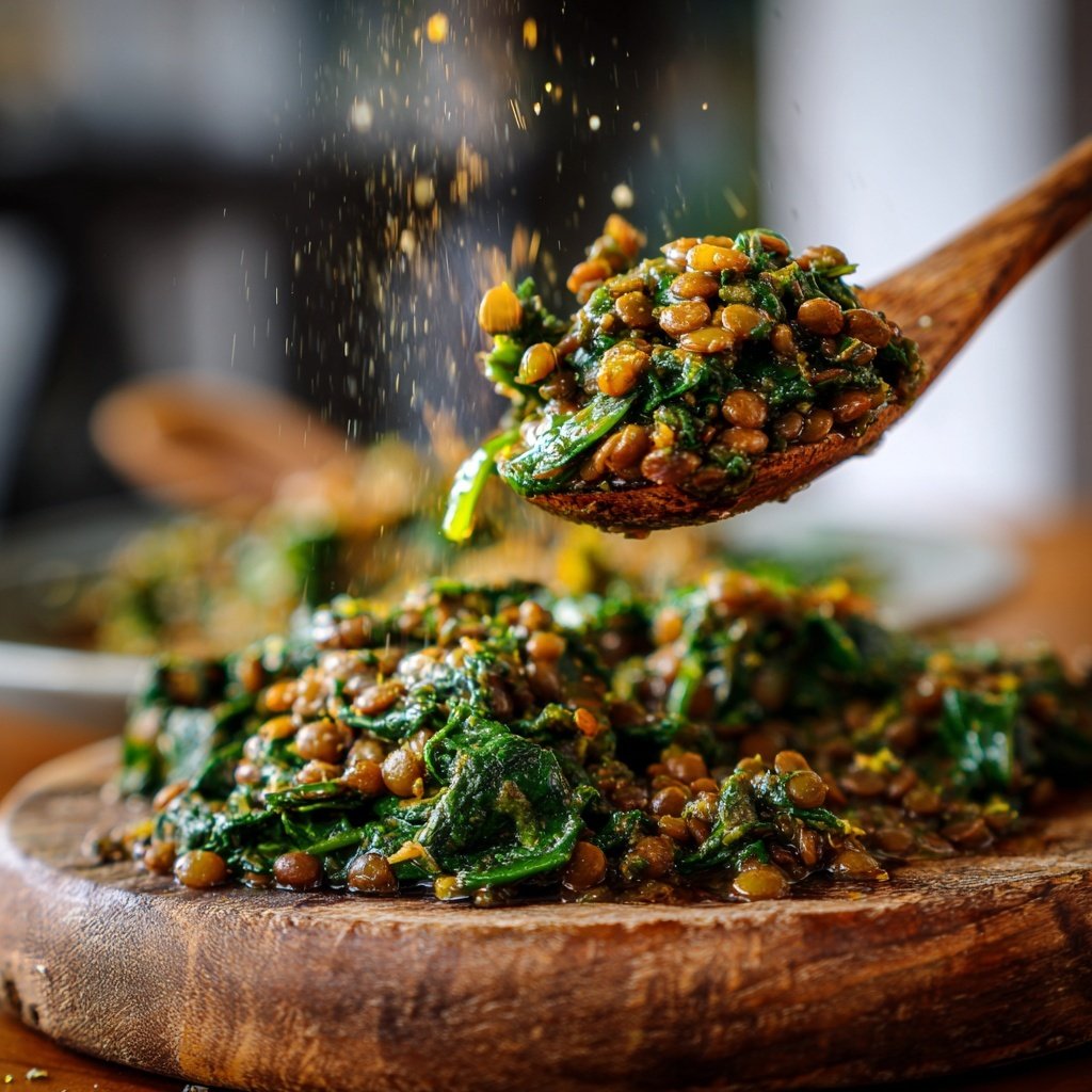 Kalorienarme Linsenpfanne Mit Spinat