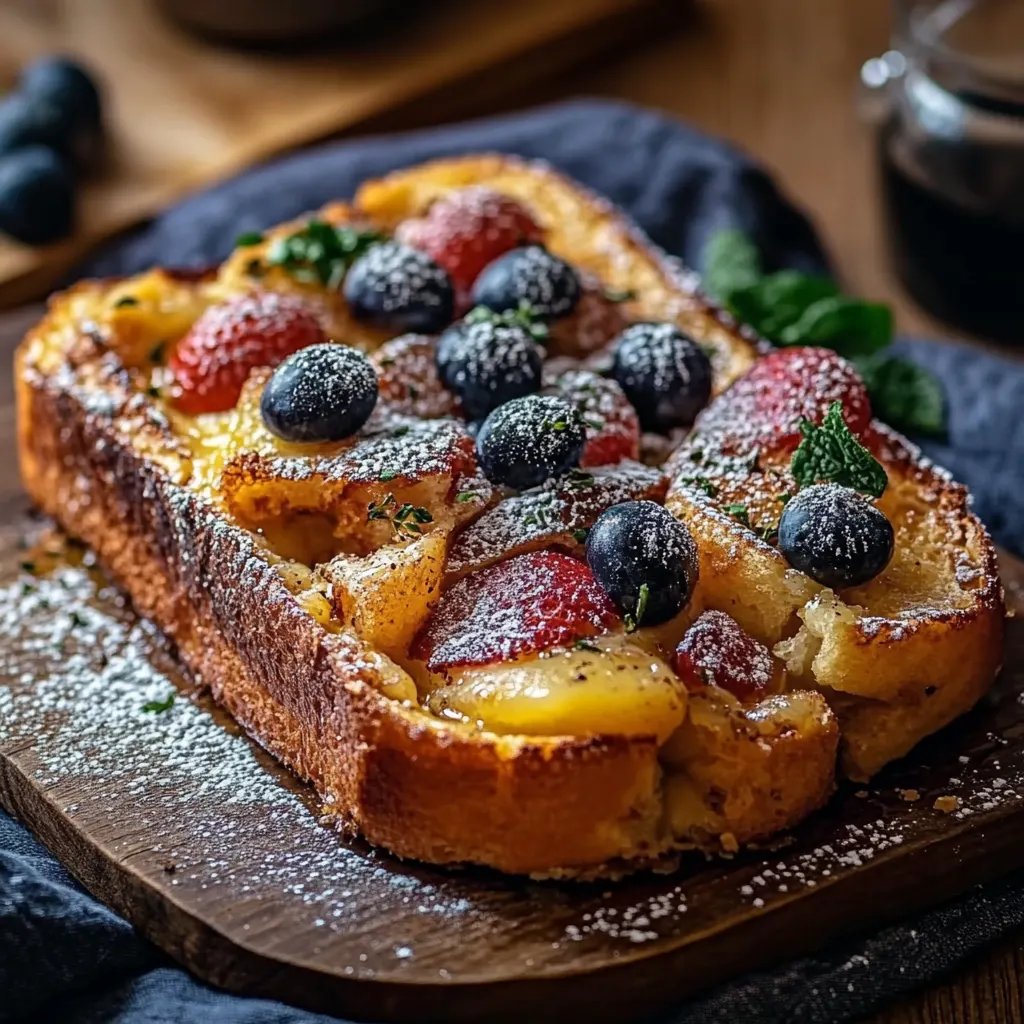 Overnight French Toast Bake mit Beeren und Frischkäse