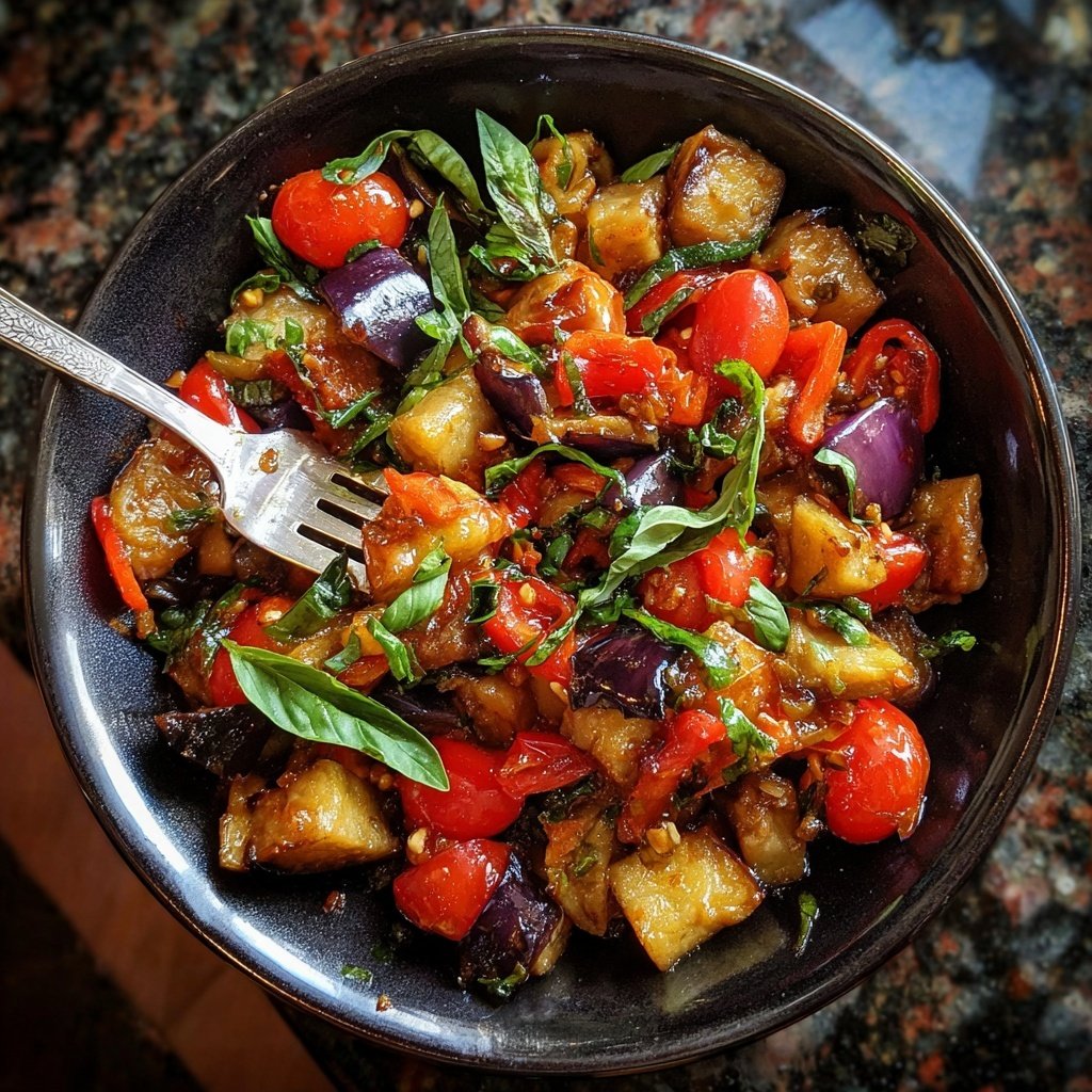 Vegetarische Auberginen Pfanne