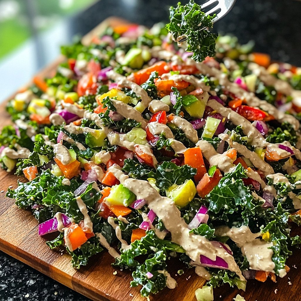 Chopped Kale Power Salad mit Zitronen-Tahini-Dressing