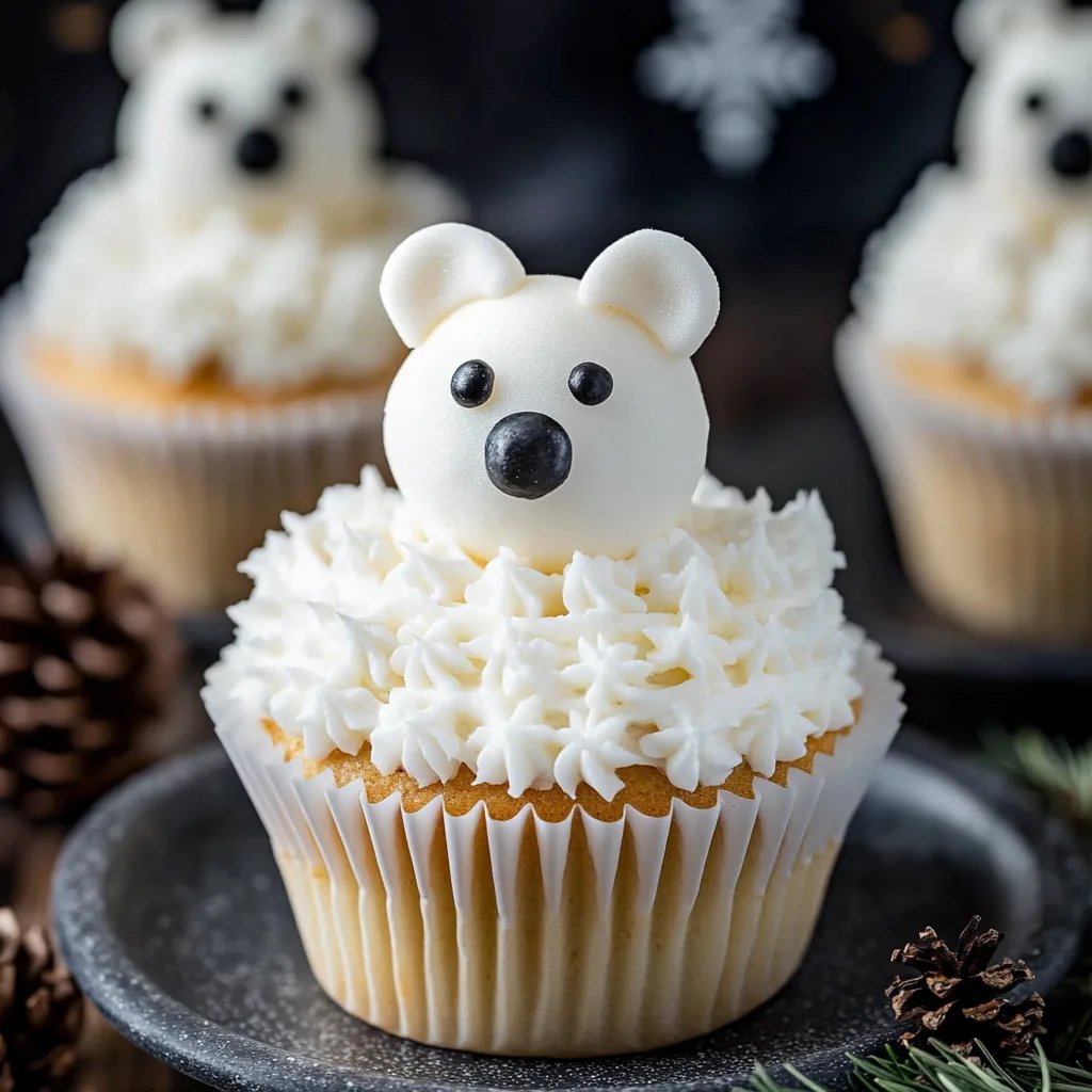 Weihnachts-Polar-Weißbär-Cupcakes