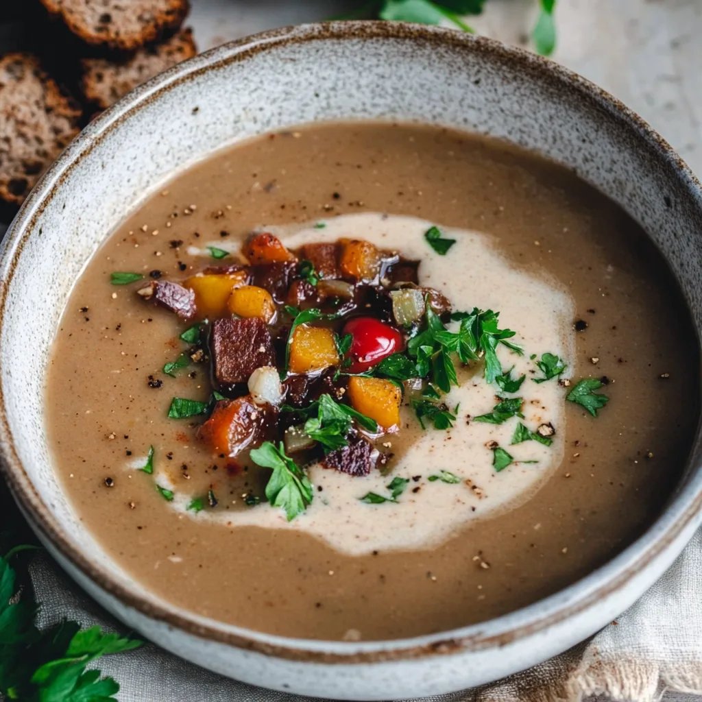 Maronensuppe mit Chilinüssen und Zimt-Tonka-Croutons