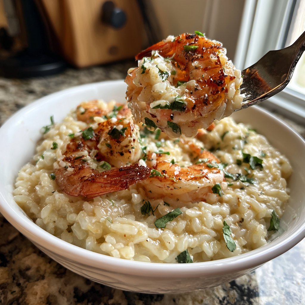 Risotto mit Garnelen und Knoblauch