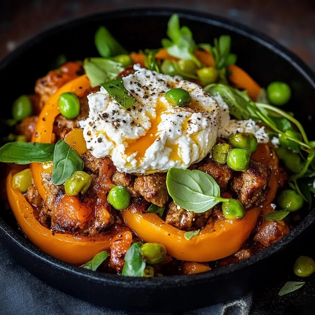 Kürbis Hackfleisch Pfanne mit Feta